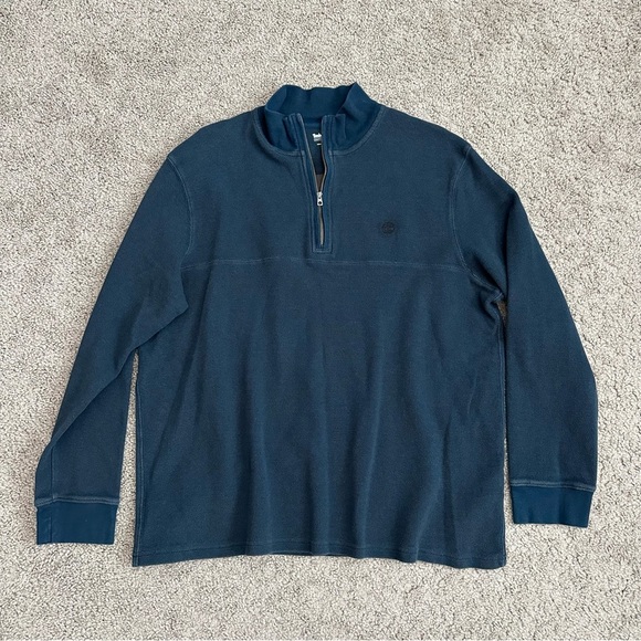 Timberland Shirt Mens Size XXL Quarter Zip Pullover Long Sleeve Navy - Picture 1 of 9